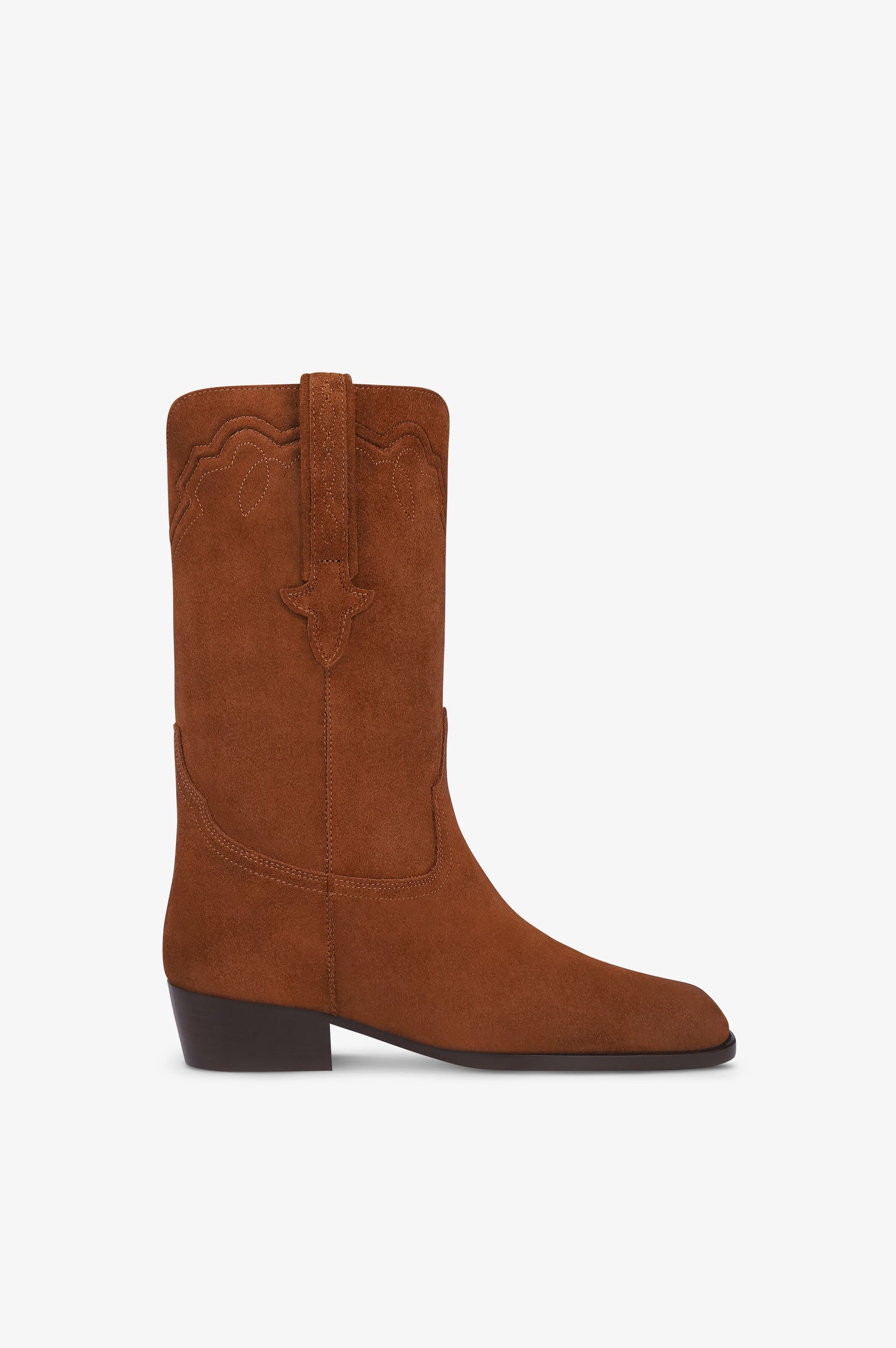 Boots in cognac calf suede leather