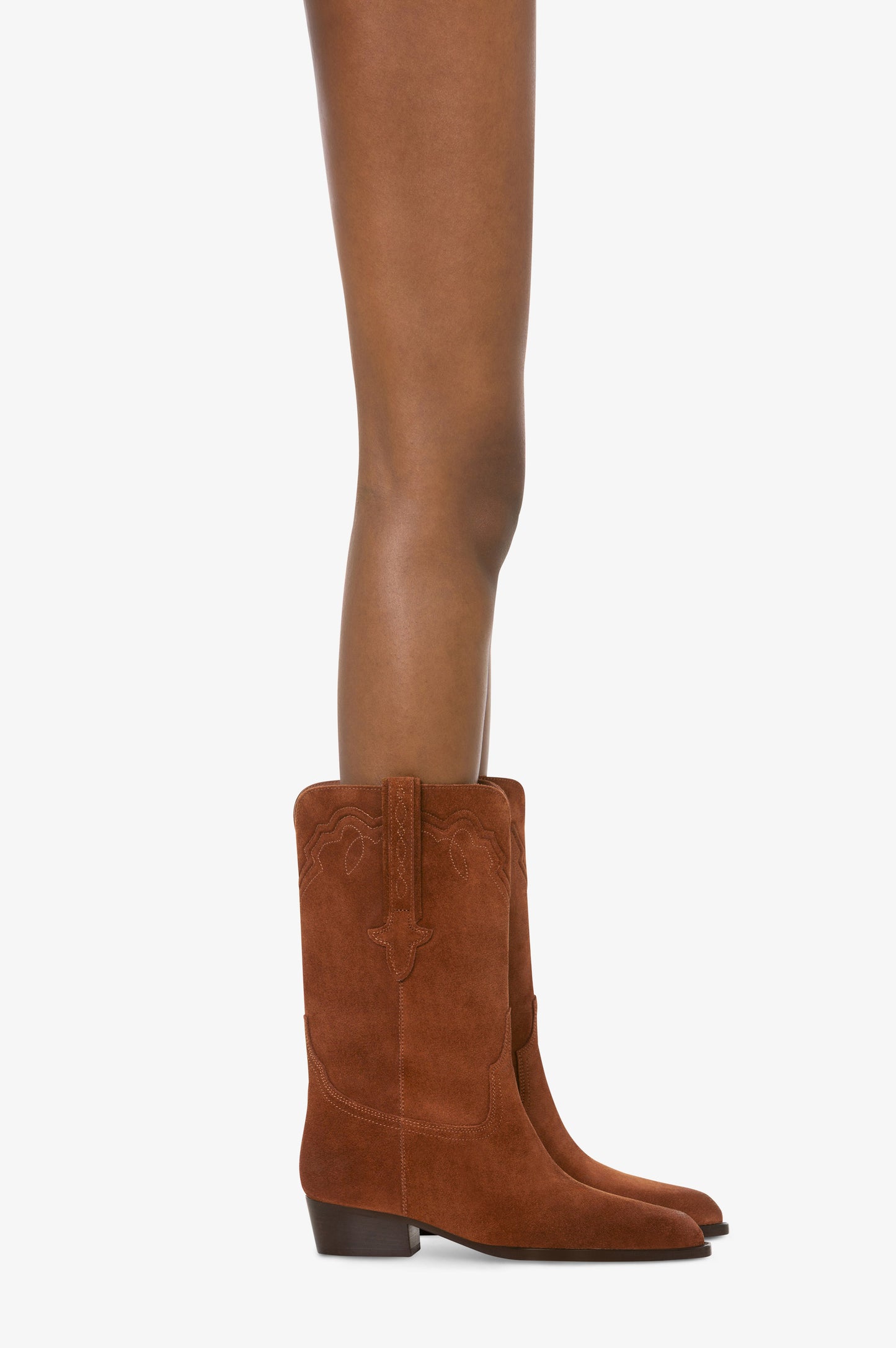 Boots in cognac calf suede leather