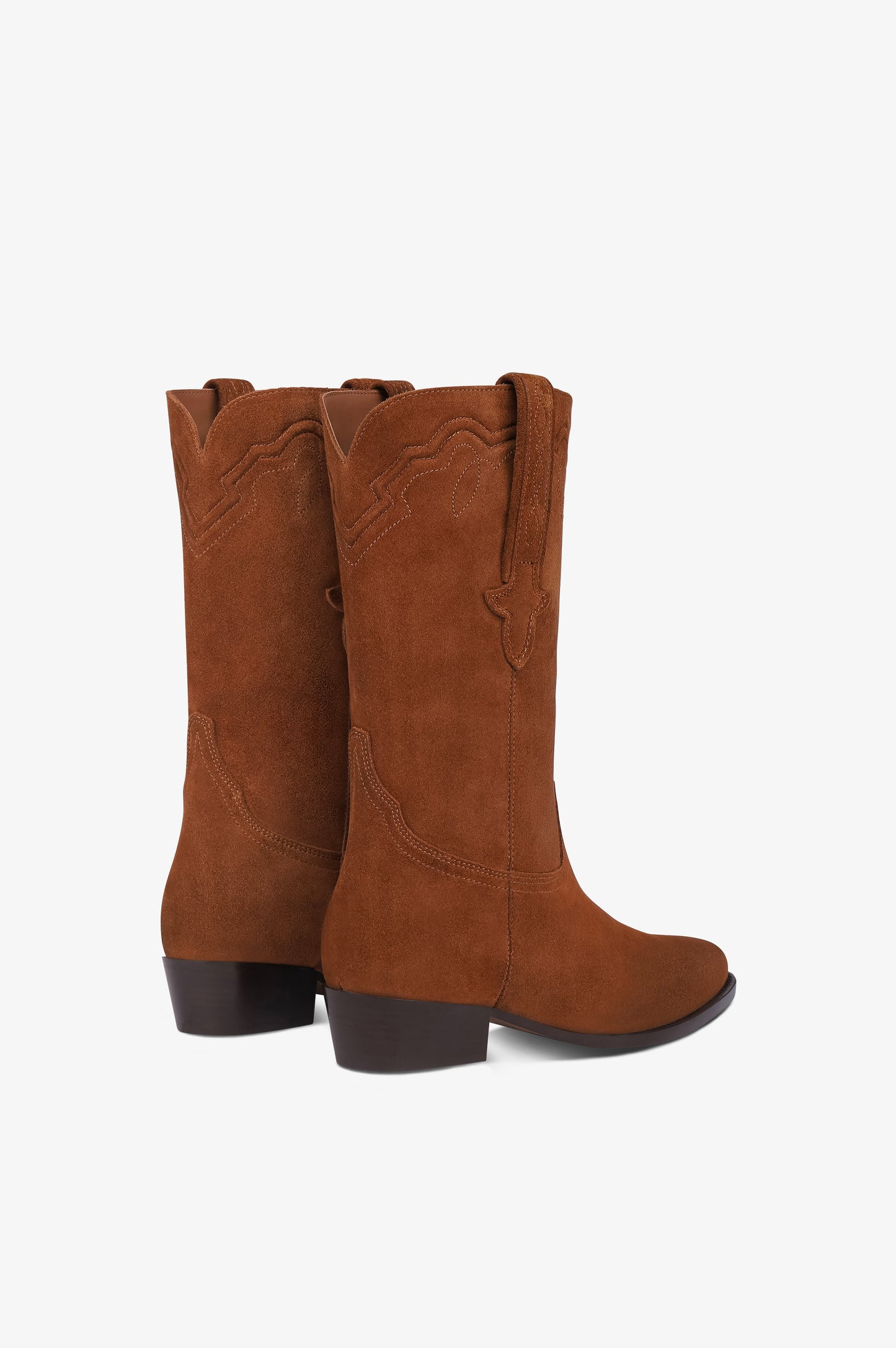 Boots in cognac calf suede leather