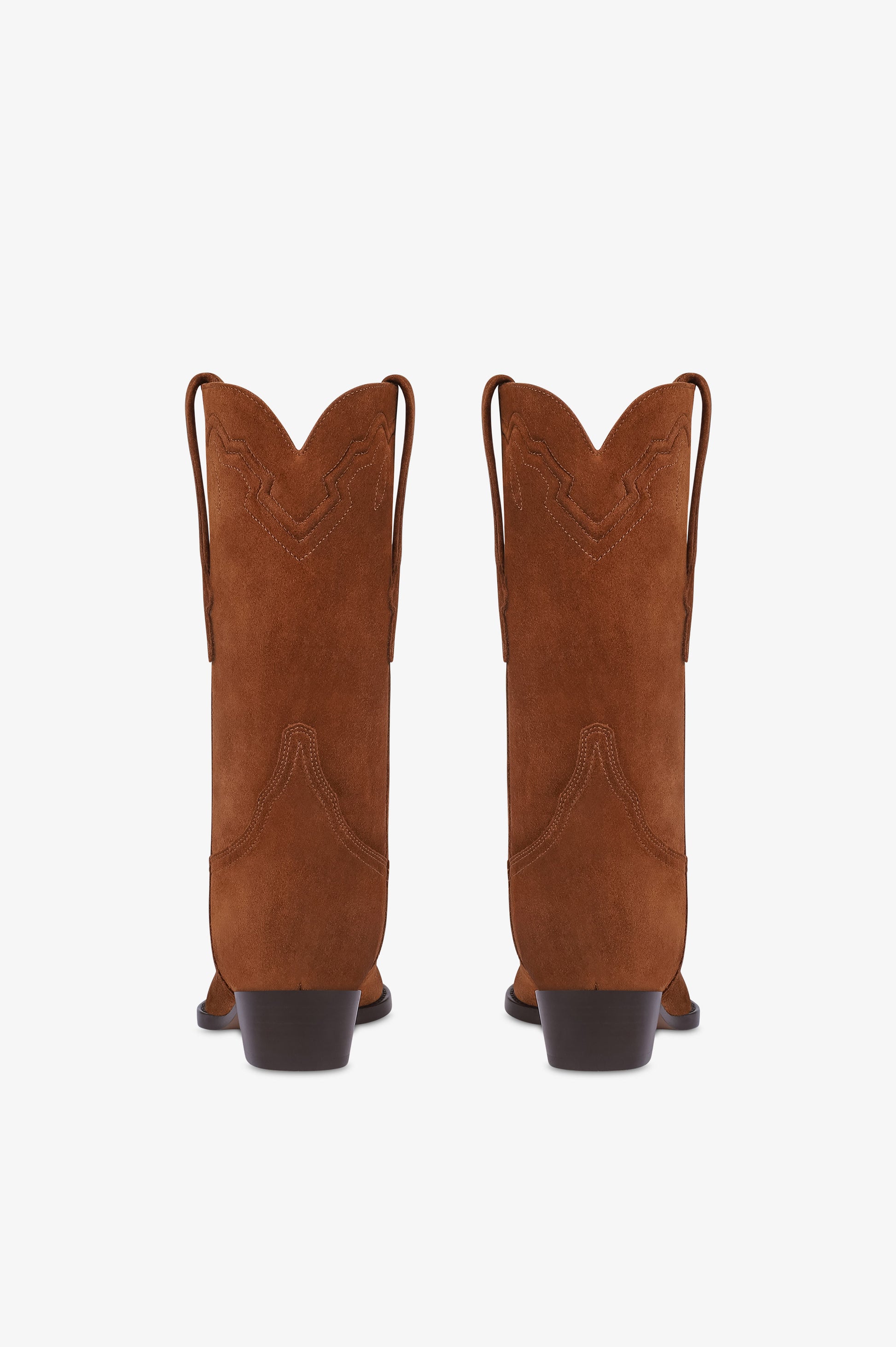 Boots in cognac calf suede leather