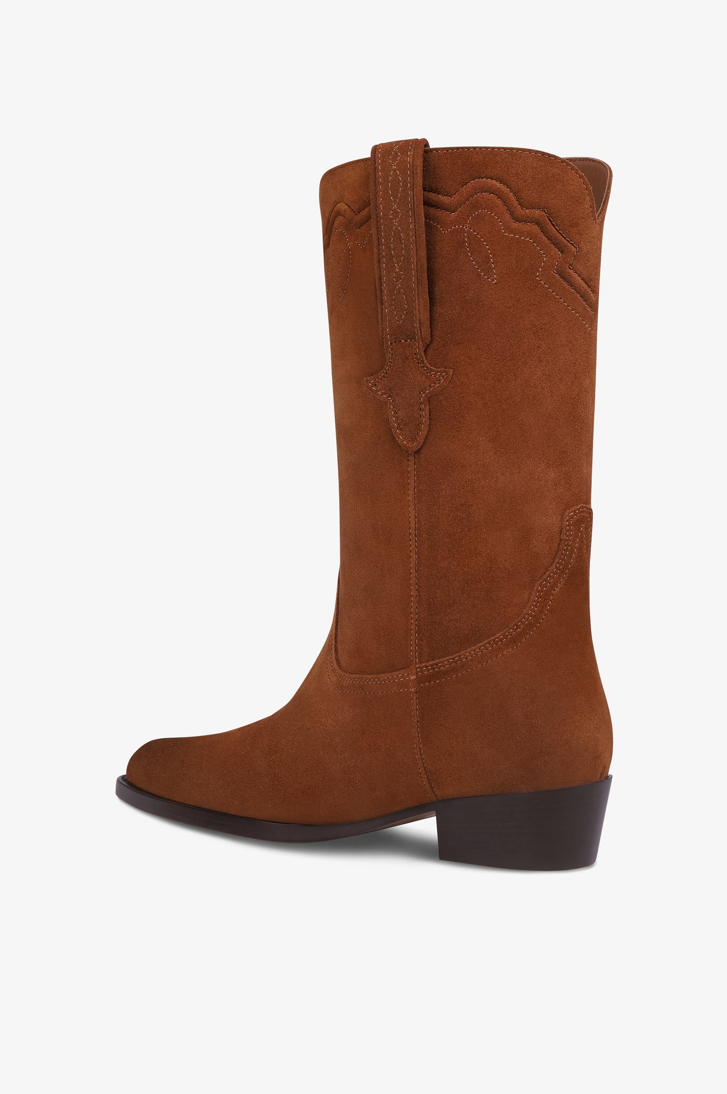 Boots in cognac calf suede leather