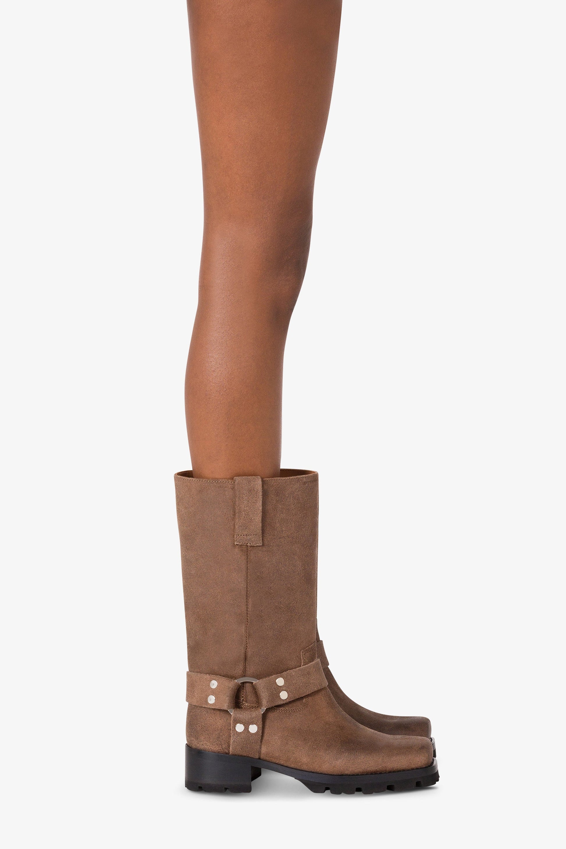 Bottes en cuir suede marron