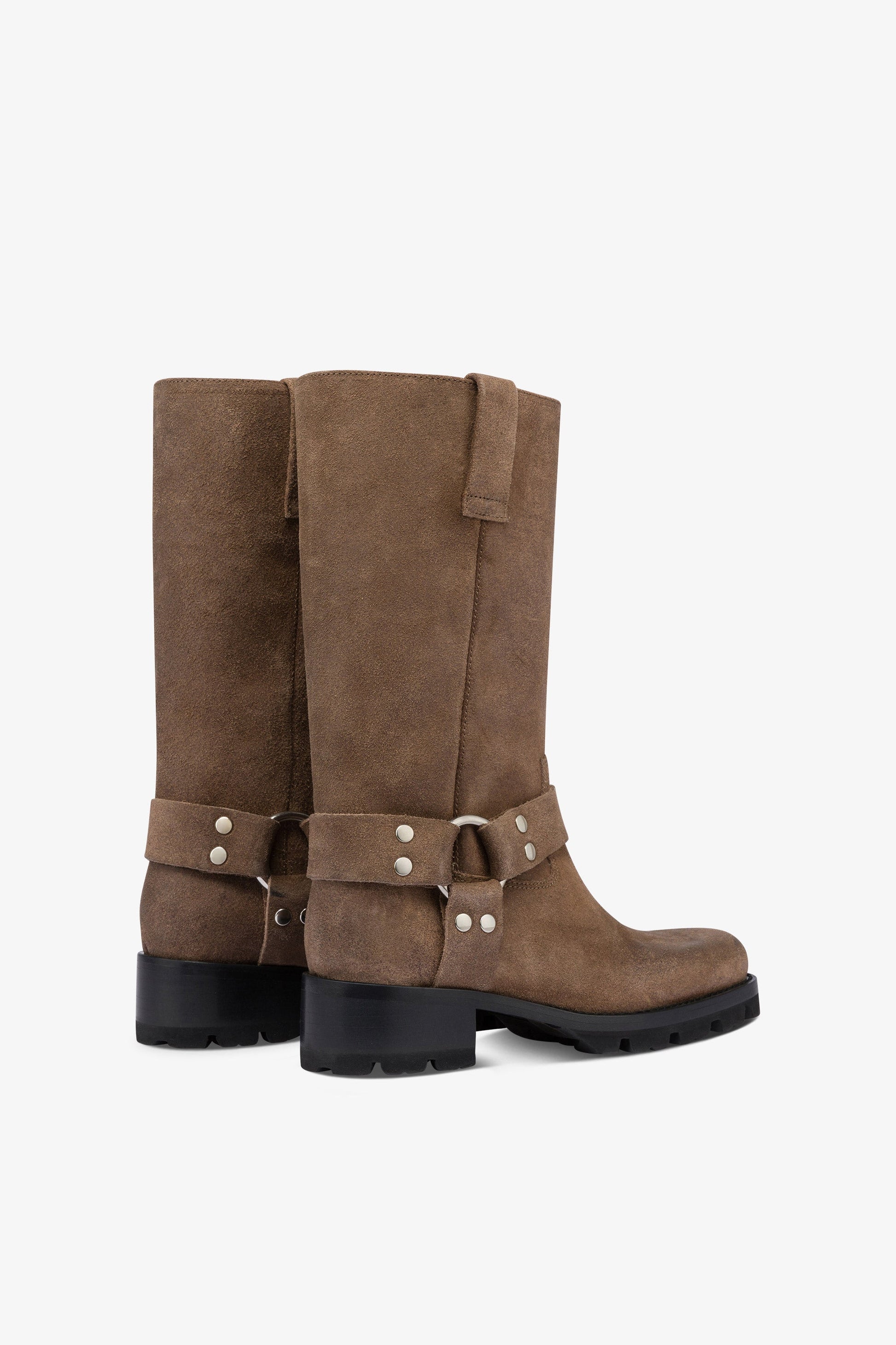 Bottes en cuir suede marron