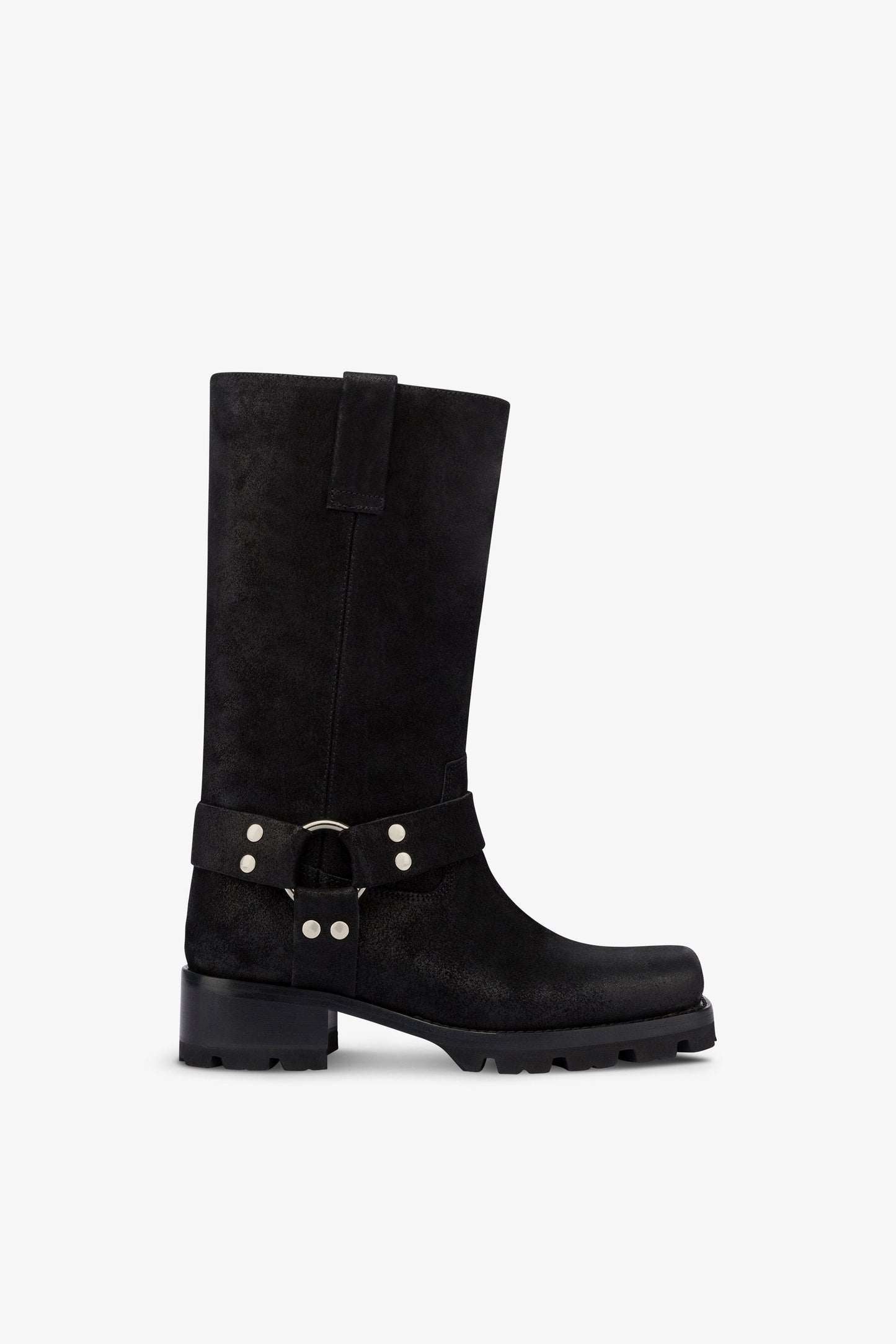 Boots in black suede leather