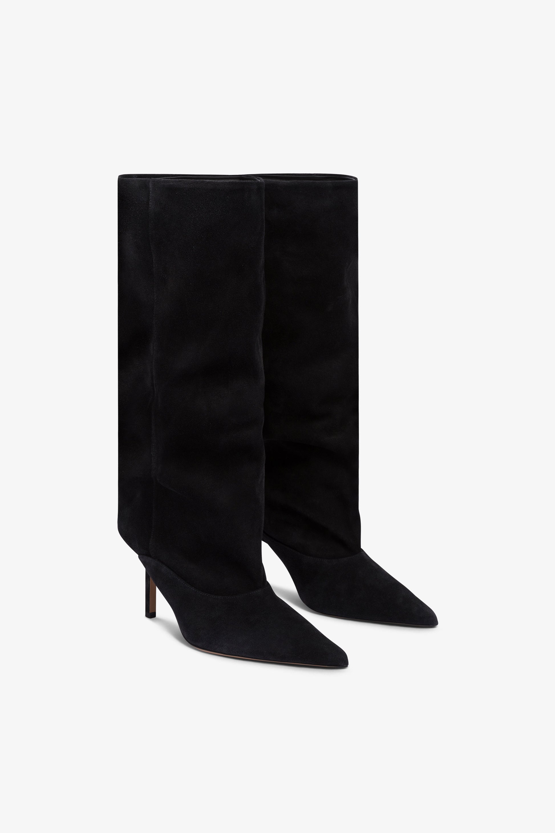 Boots in off-black suede leather