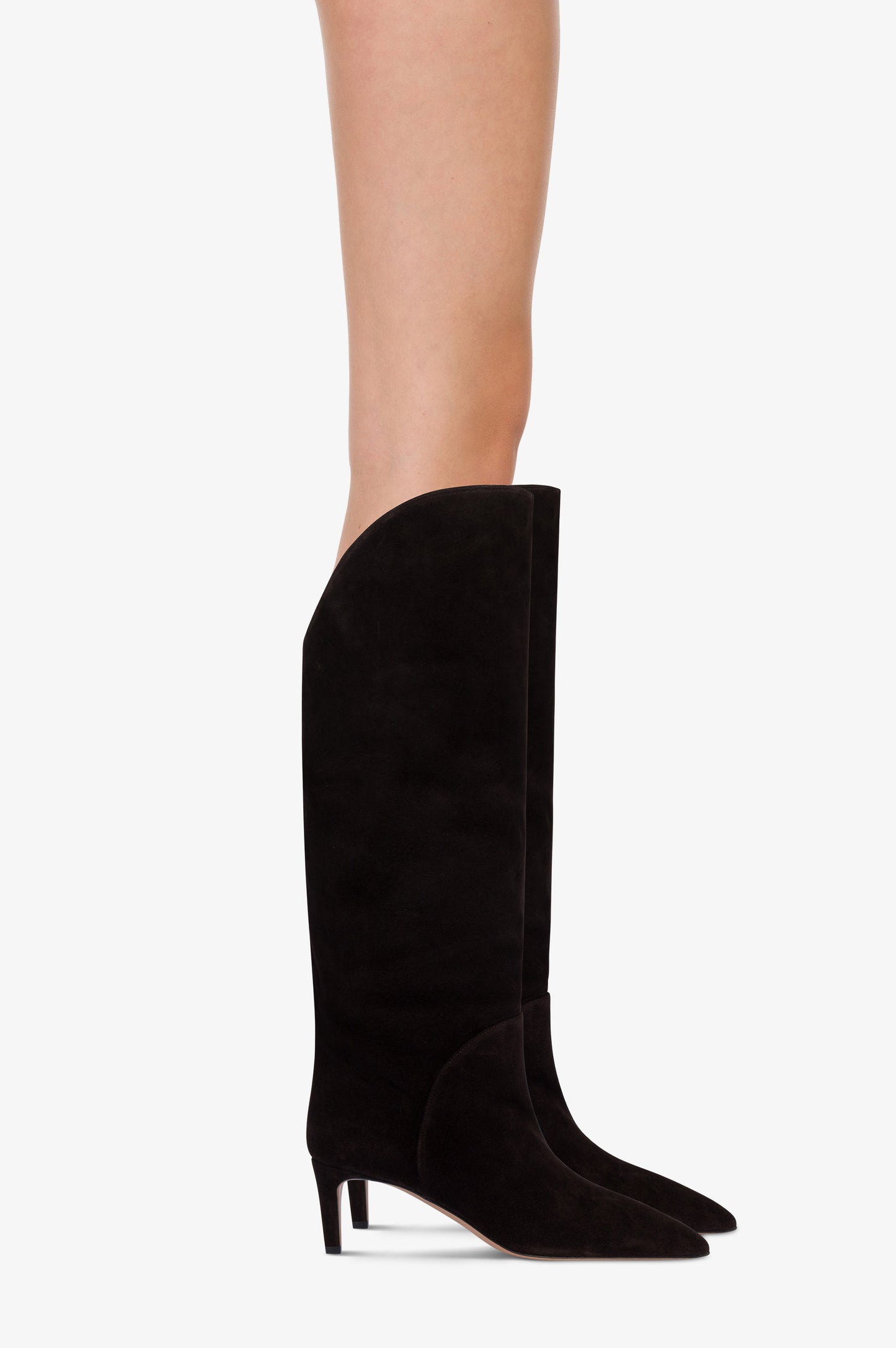 Boots in ebony calf suede leather.