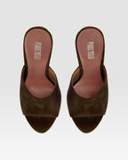 Zuecos de piel de ante de becerro de color ebano