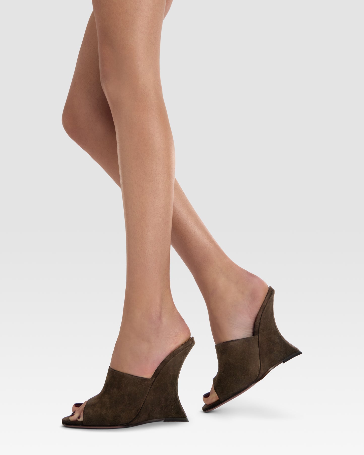 Sabots in ebony calf suede leather