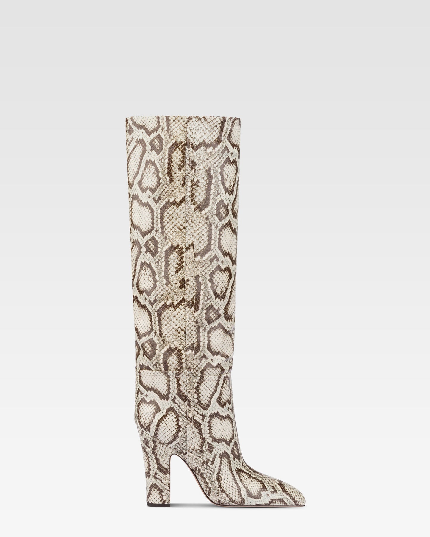 Boots in natural printed python leather
