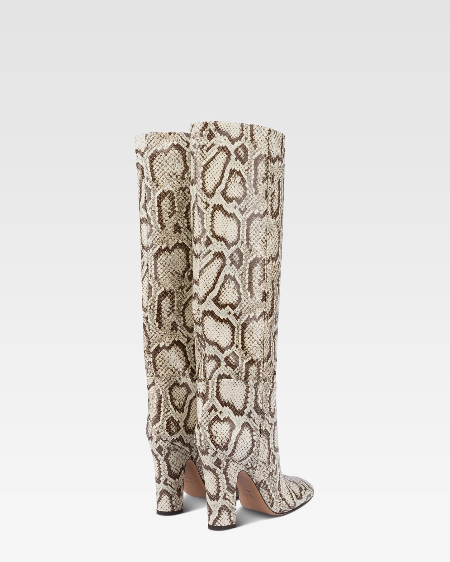 Boots in natural printed python leather