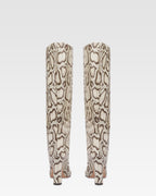 Botas de piel con estampa de piton impresa color natural