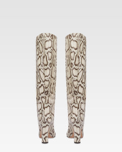 Botas de piel con estampa de piton impresa color natural