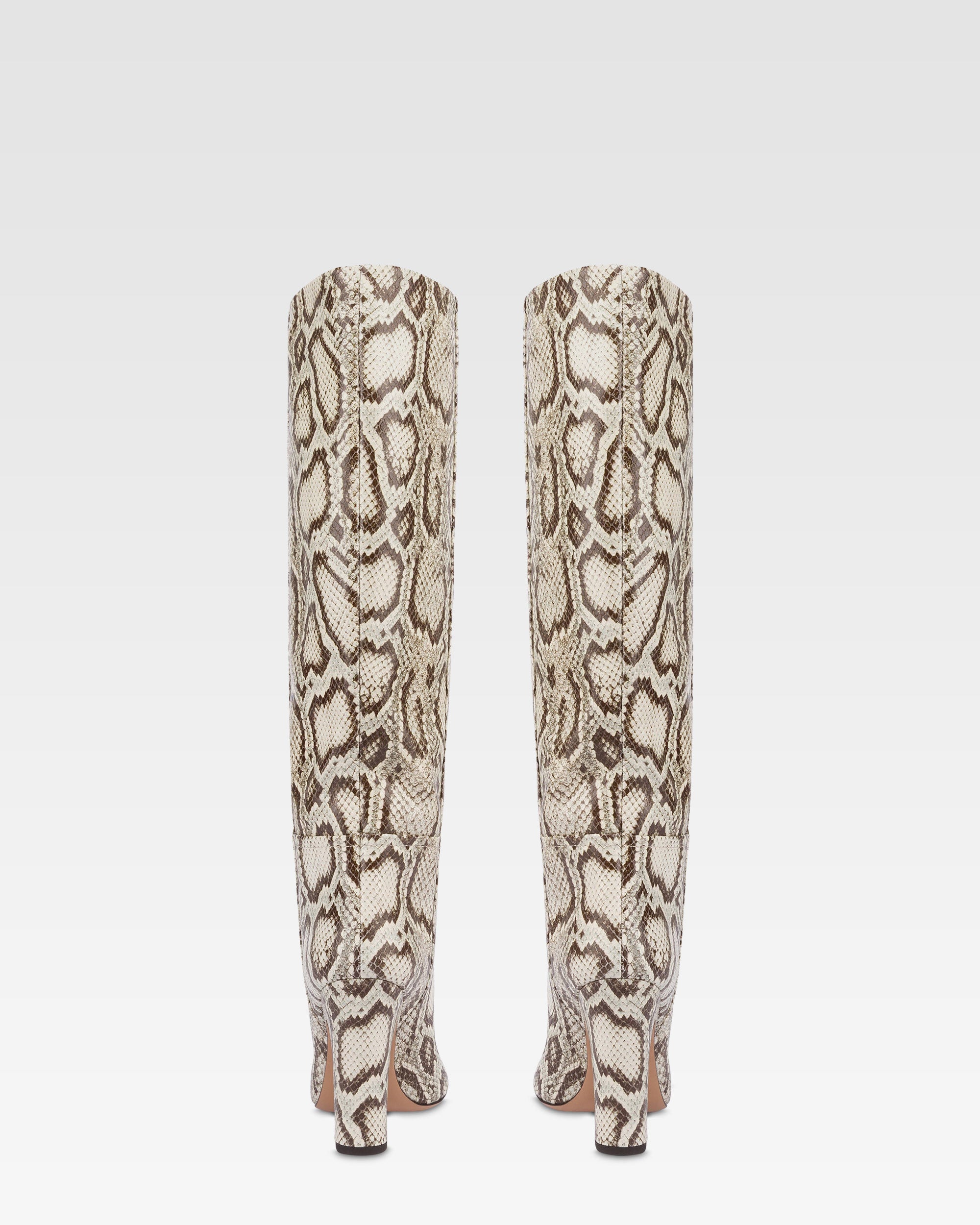 Botas de piel con estampa de piton impresa color natural