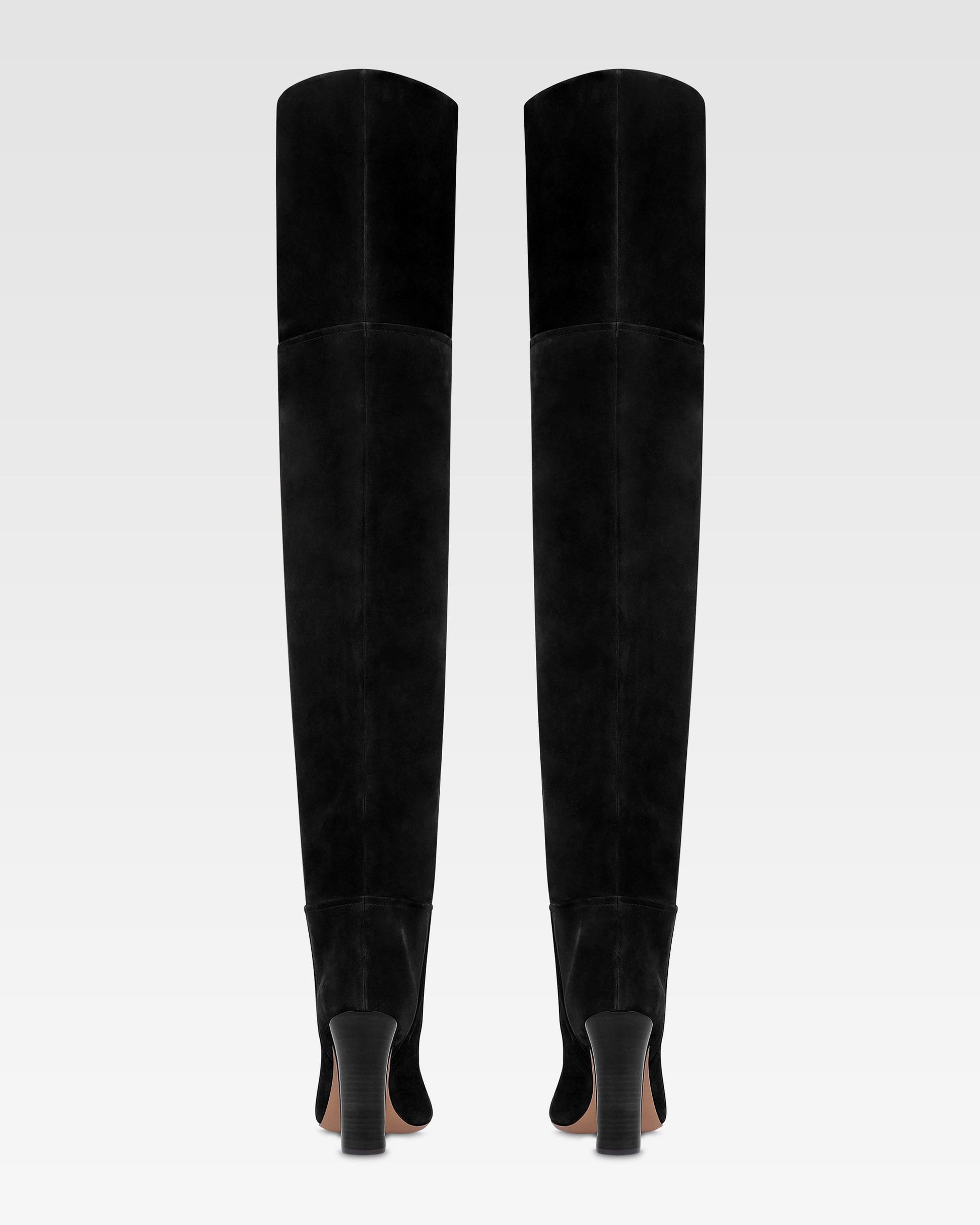 Over-the-knee boots in black calf suede leather