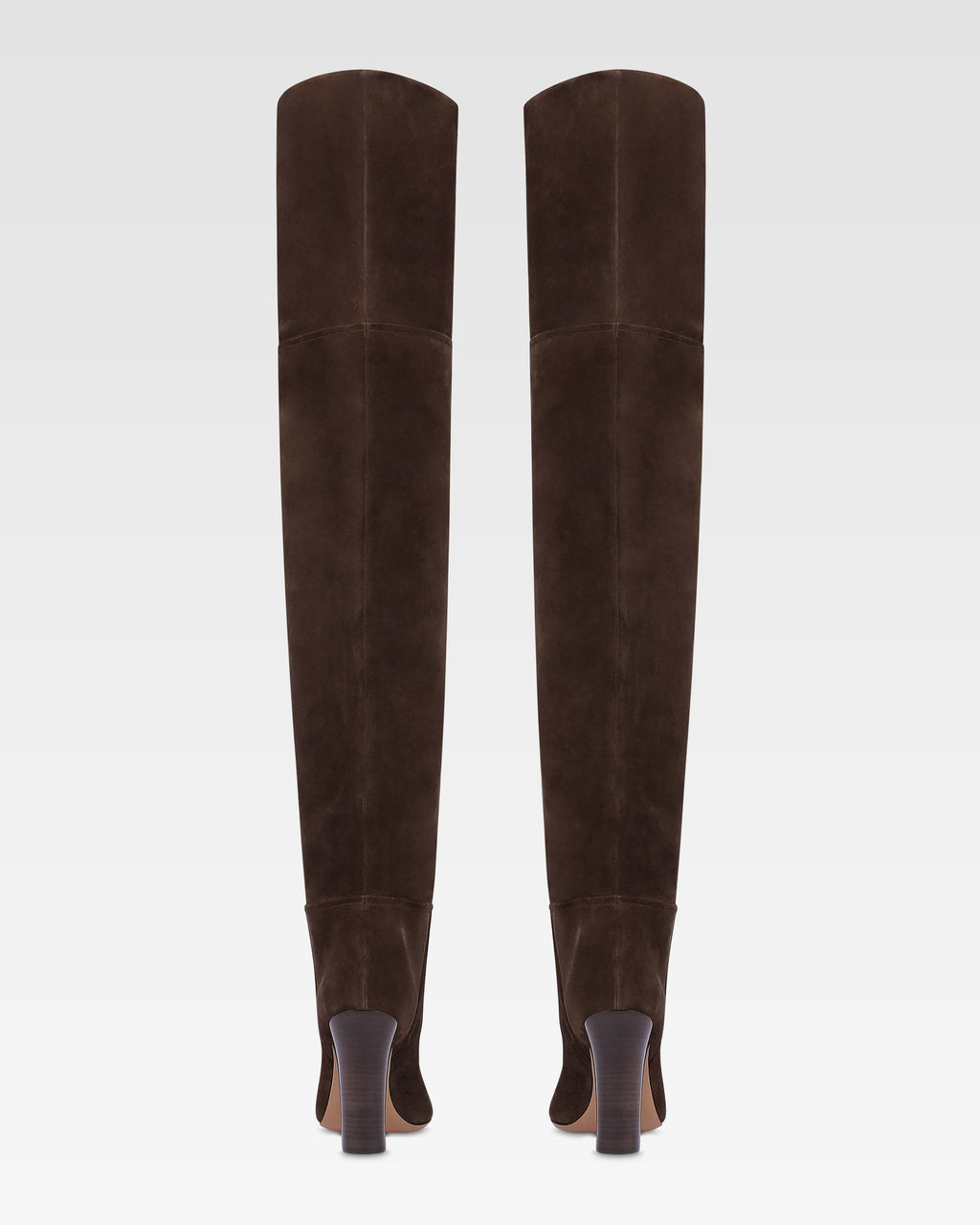 Overknee-Stiefel aus ebenholzfarbenem Kalbsveloursleder