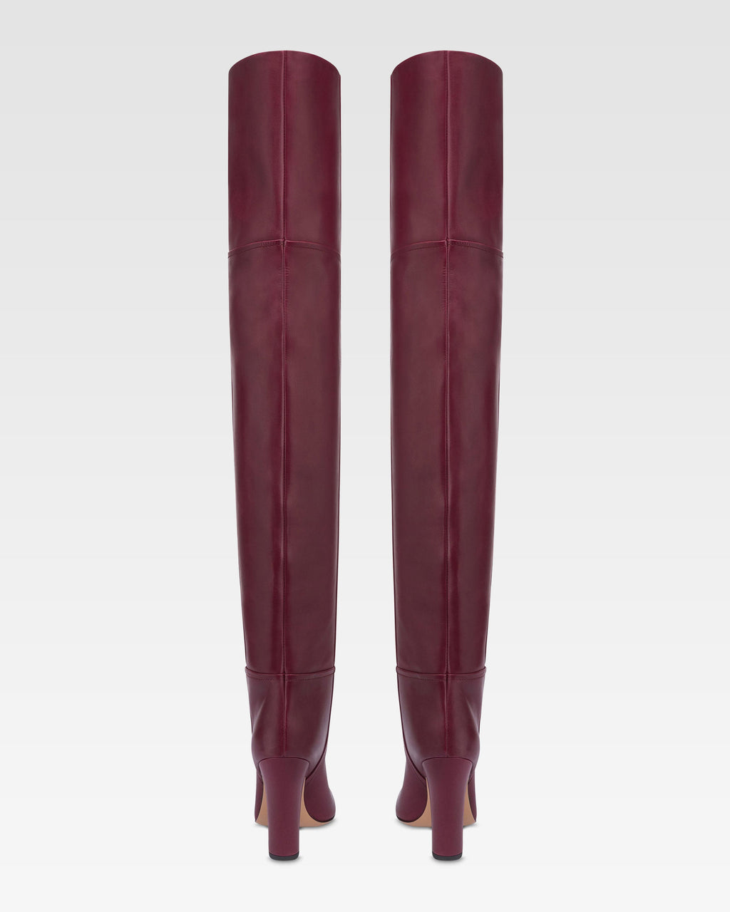 Botas por encima de la rodilla en piel de becerro color rouge noir