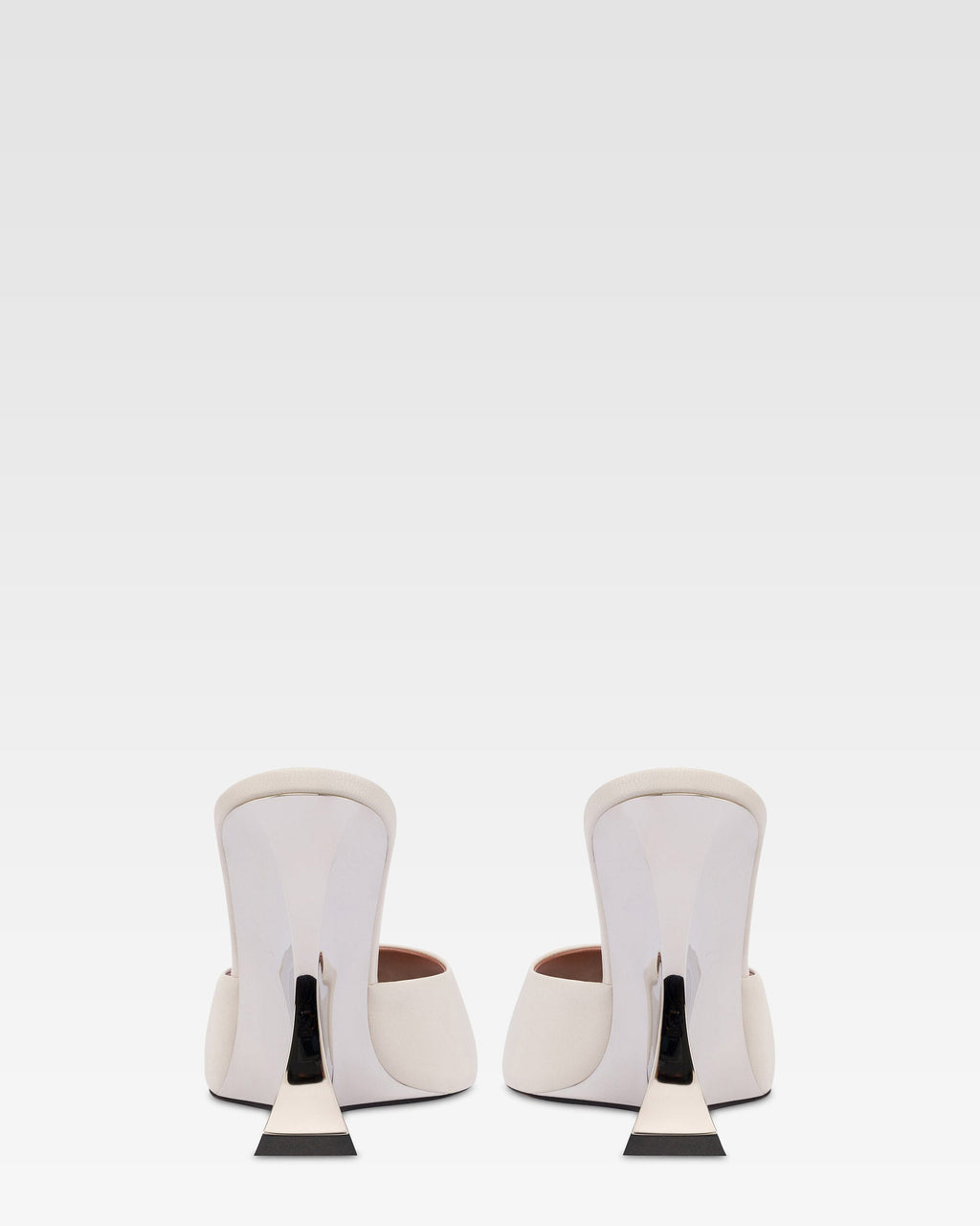 Mules en piel color hueso y plata