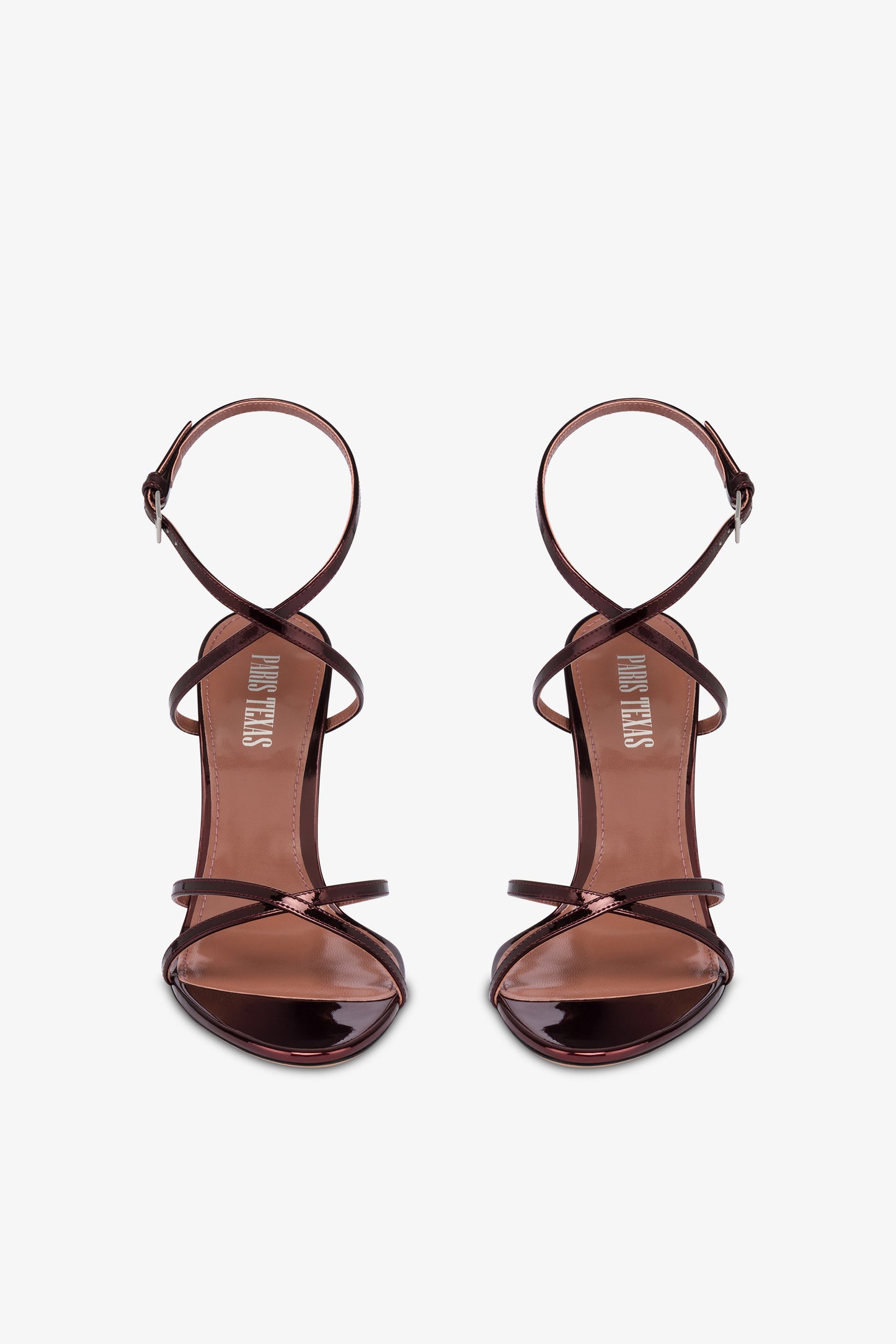 Sandales en cuir effet miroir coucher de soleil bordeaux