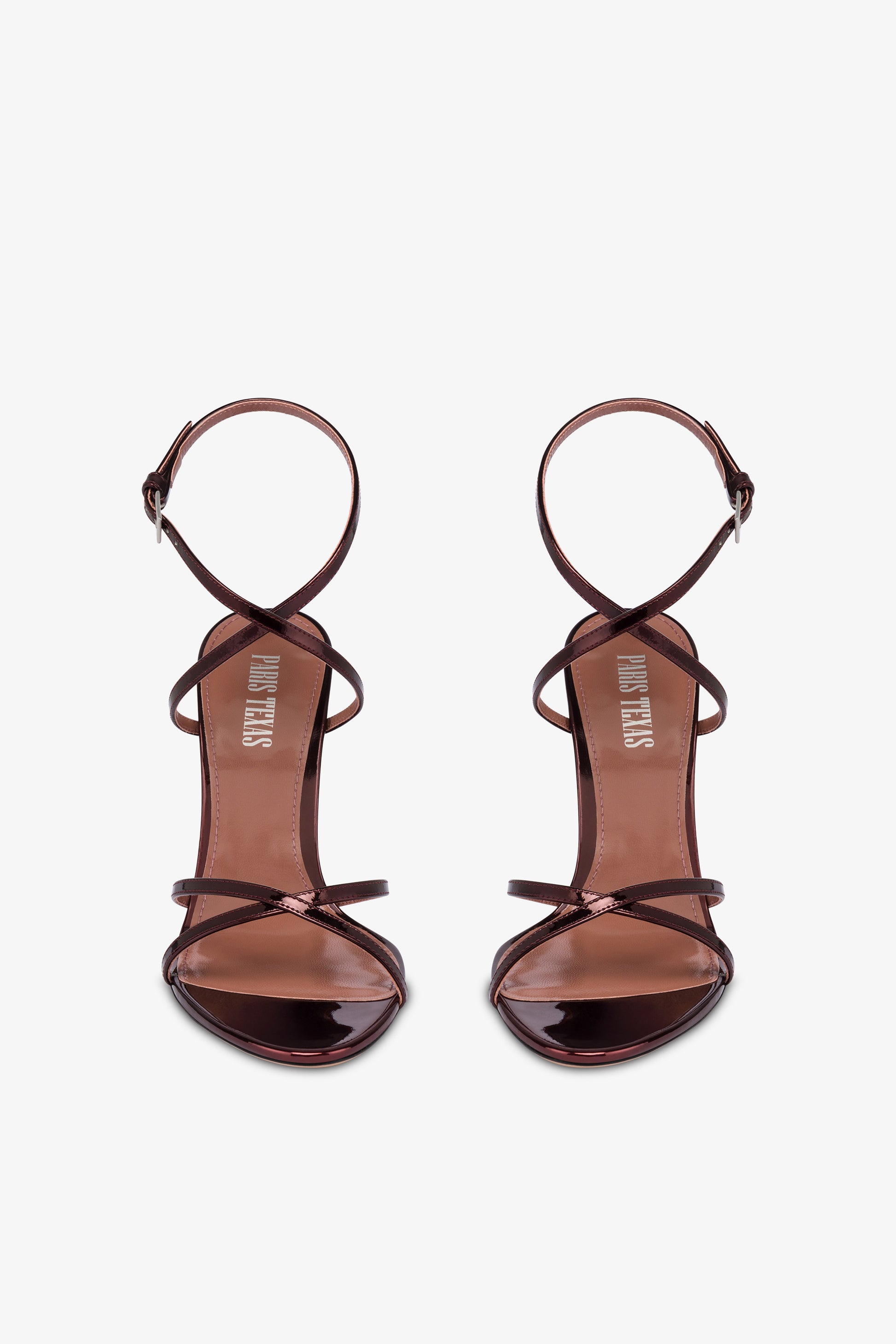 Sandales en cuir effet miroir coucher de soleil bordeaux