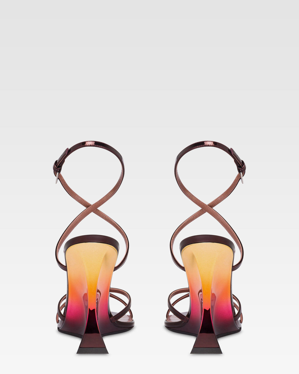 Sandalias en piel espejada color vino degrade