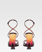 Sandalias en piel espejada color vino degrade