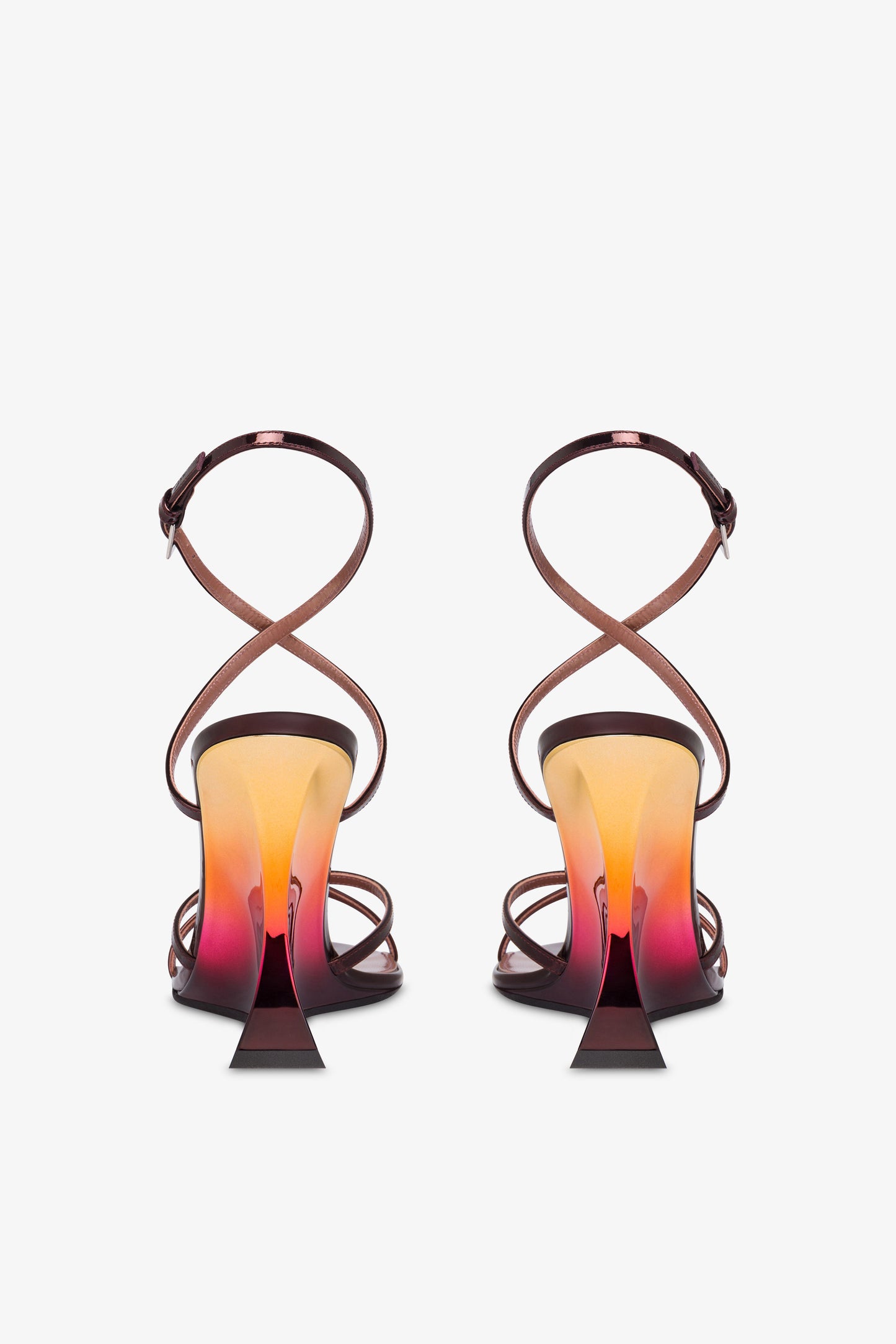 Sandales en cuir effet miroir coucher de soleil bordeaux