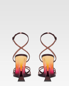 Sandalias en piel espejada color vino degrade