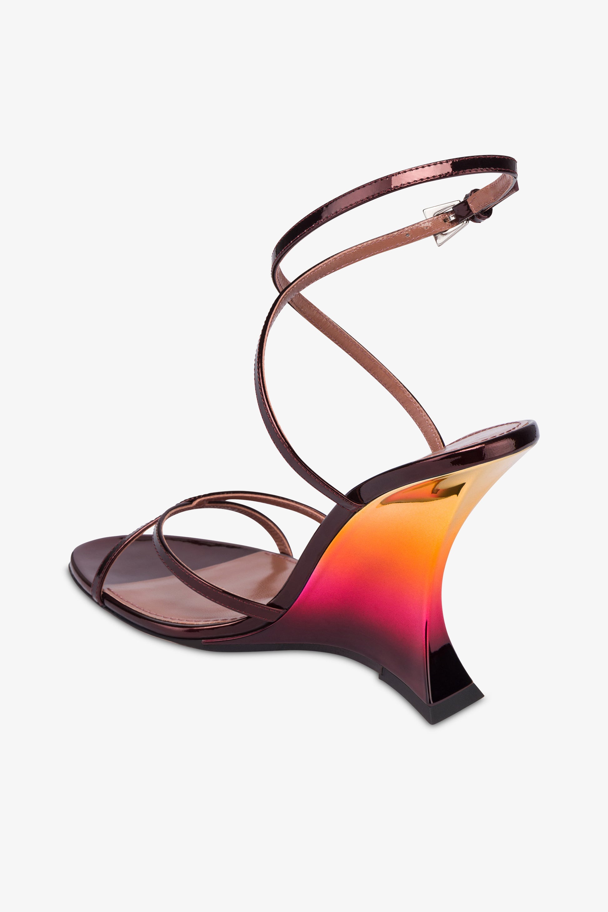 Sandales en cuir effet miroir coucher de soleil bordeaux