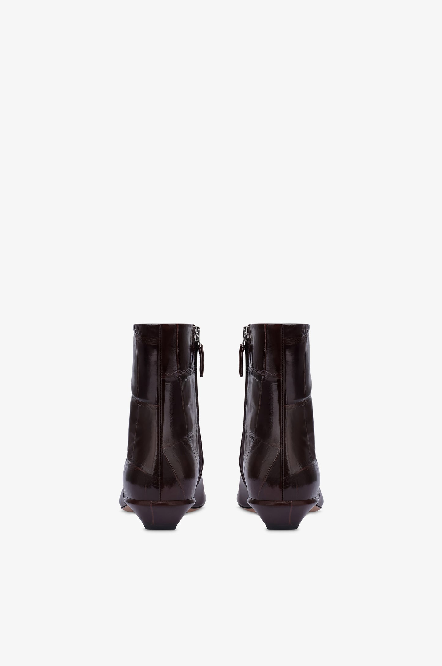 Bottines en cuir croco rouge sombre