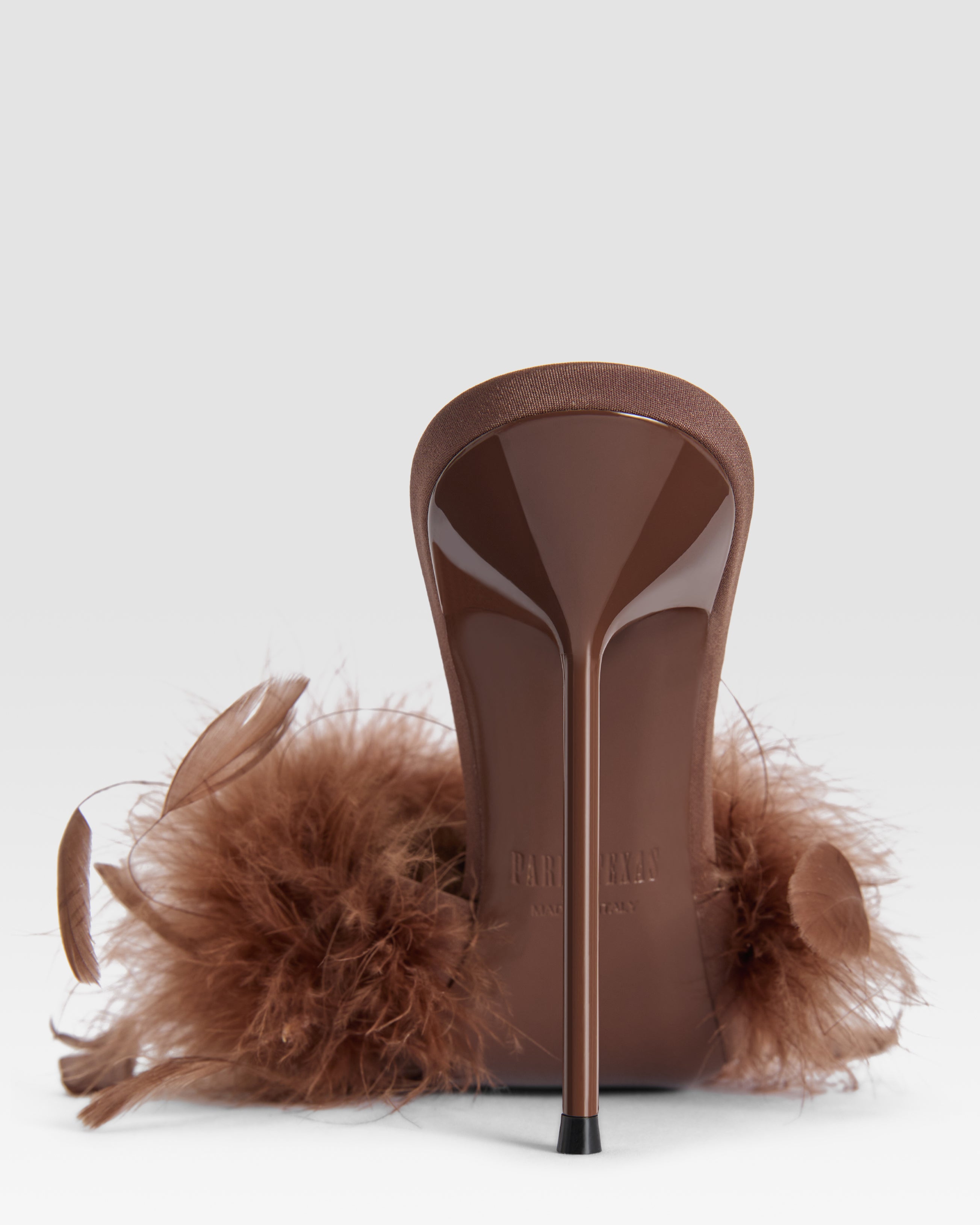 Mules in ebony crepe satin