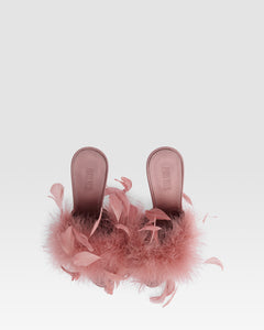 Mules in dark phard crepe satin