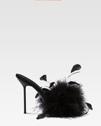 Pantoletten aus schwarzem Satin