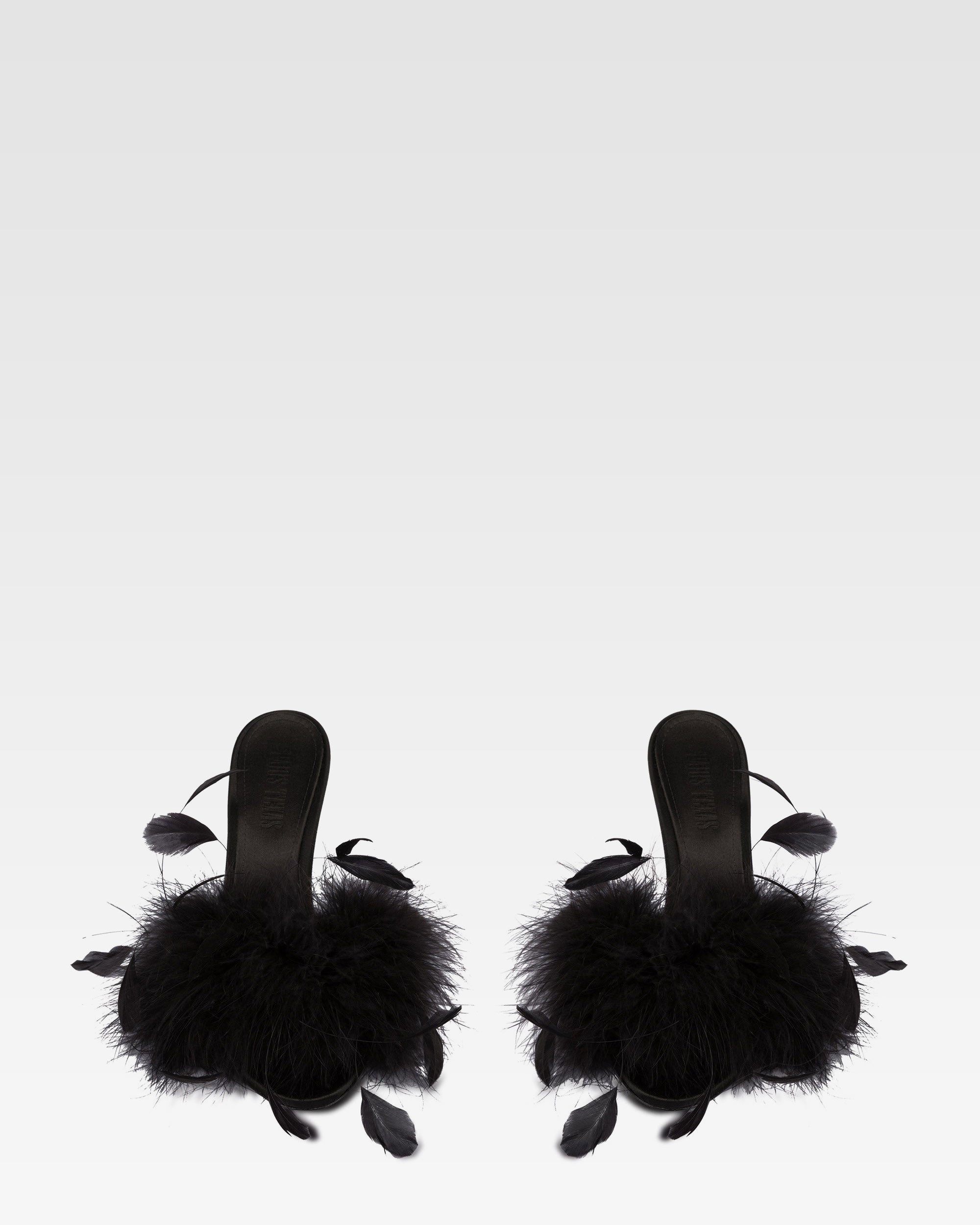 Mules de saten negro