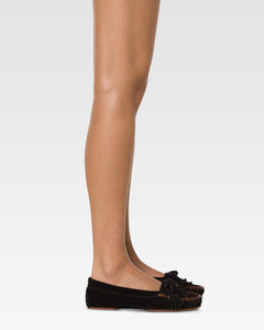 Mocasines de piel de ante negra