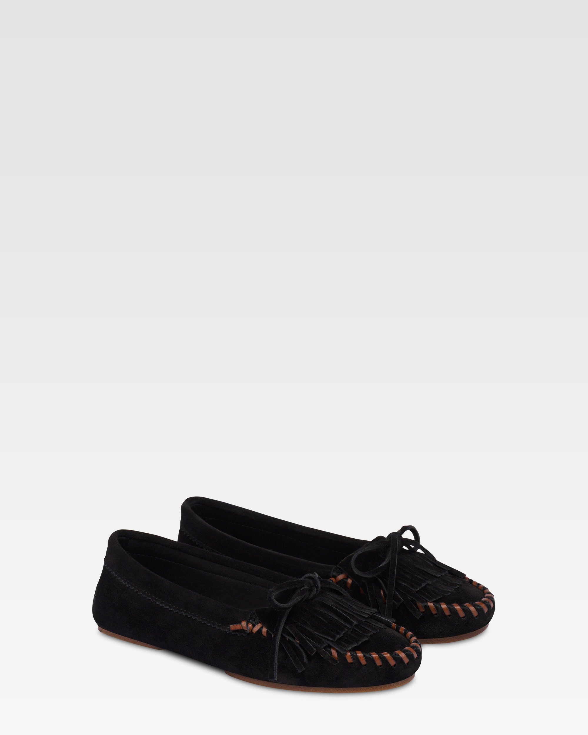 Mocassins en cuir suede noir