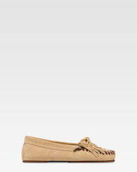 Loafers in ecru suede leather — Ecru