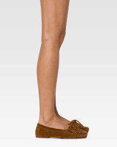 Mocasines de piel de ante color conac