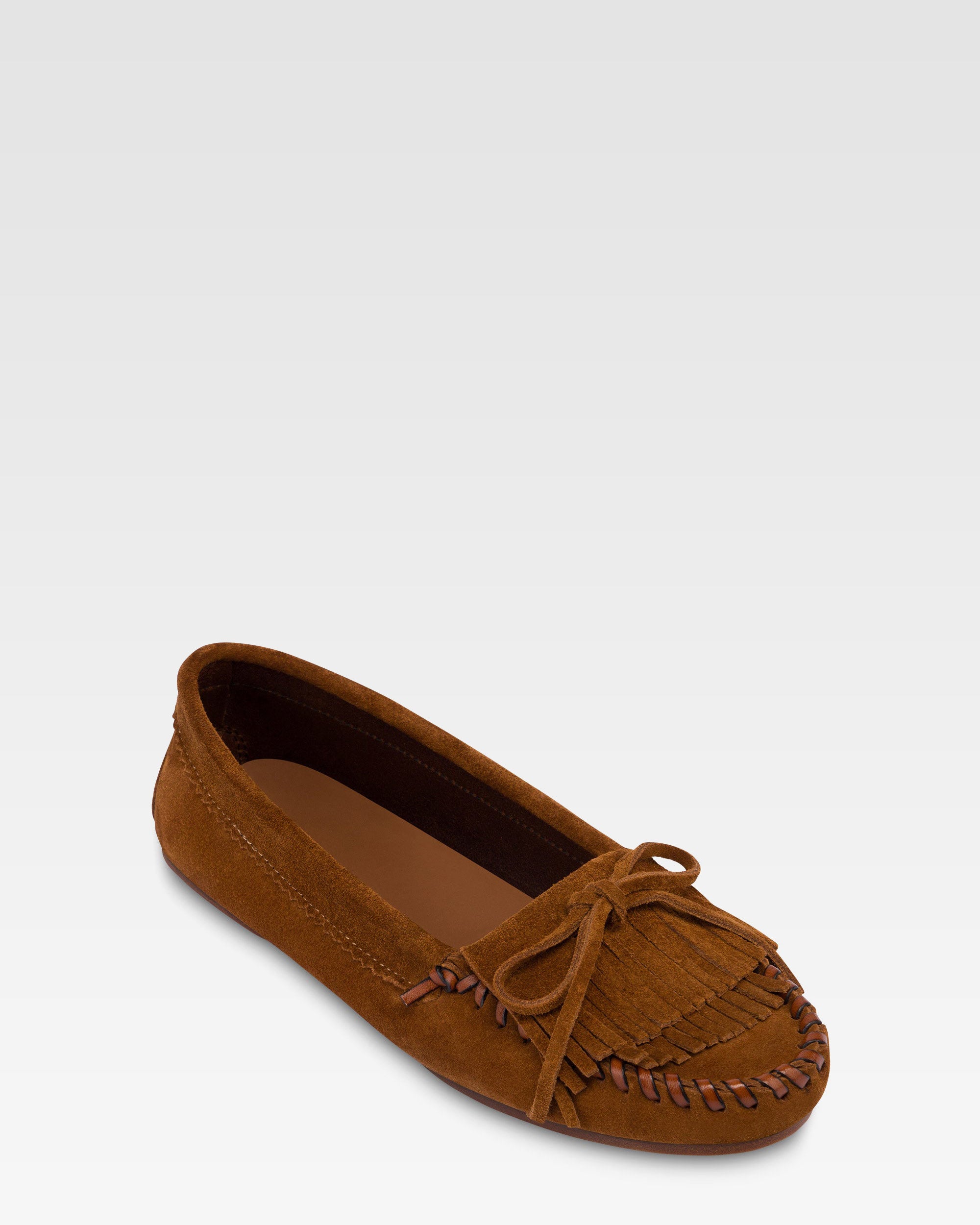 Mocassins en cuir suede couleur cognac