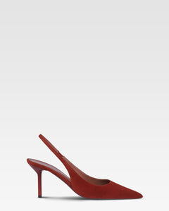 Slingbacks en ante de color brandy