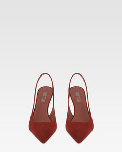 Slingbacks en ante de color brandy