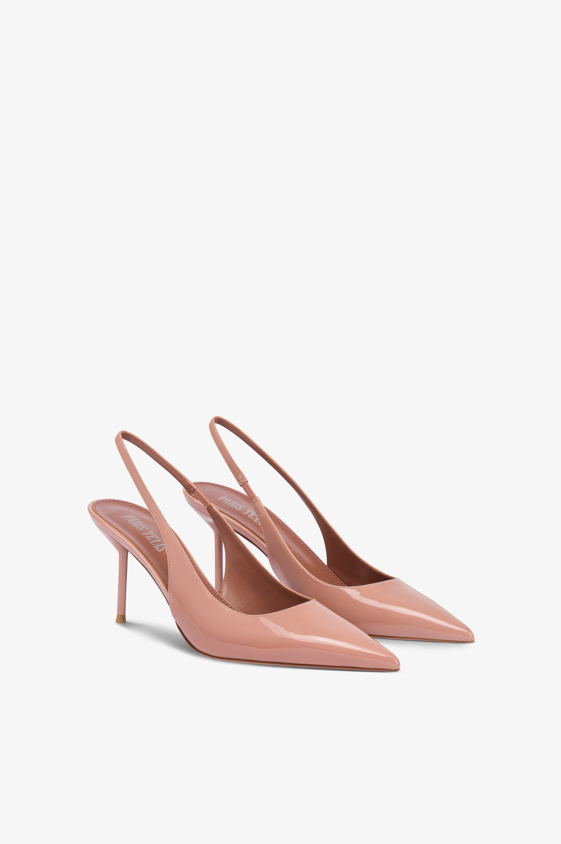 Slingbacks in dark phard patent leather