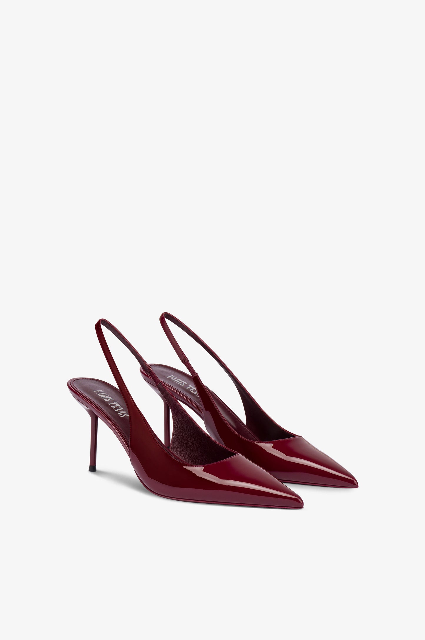 Slingbacks in rouge noir patent leather