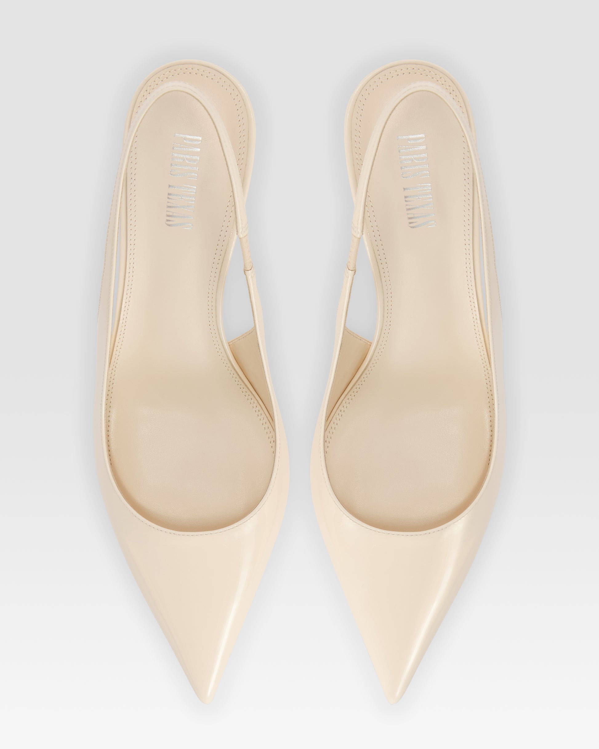 Slingbacks in ivory patent leather