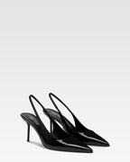 Slingbacks in black patent leather
