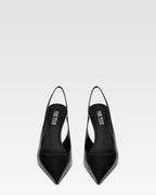 Slingbacks in black patent leather
