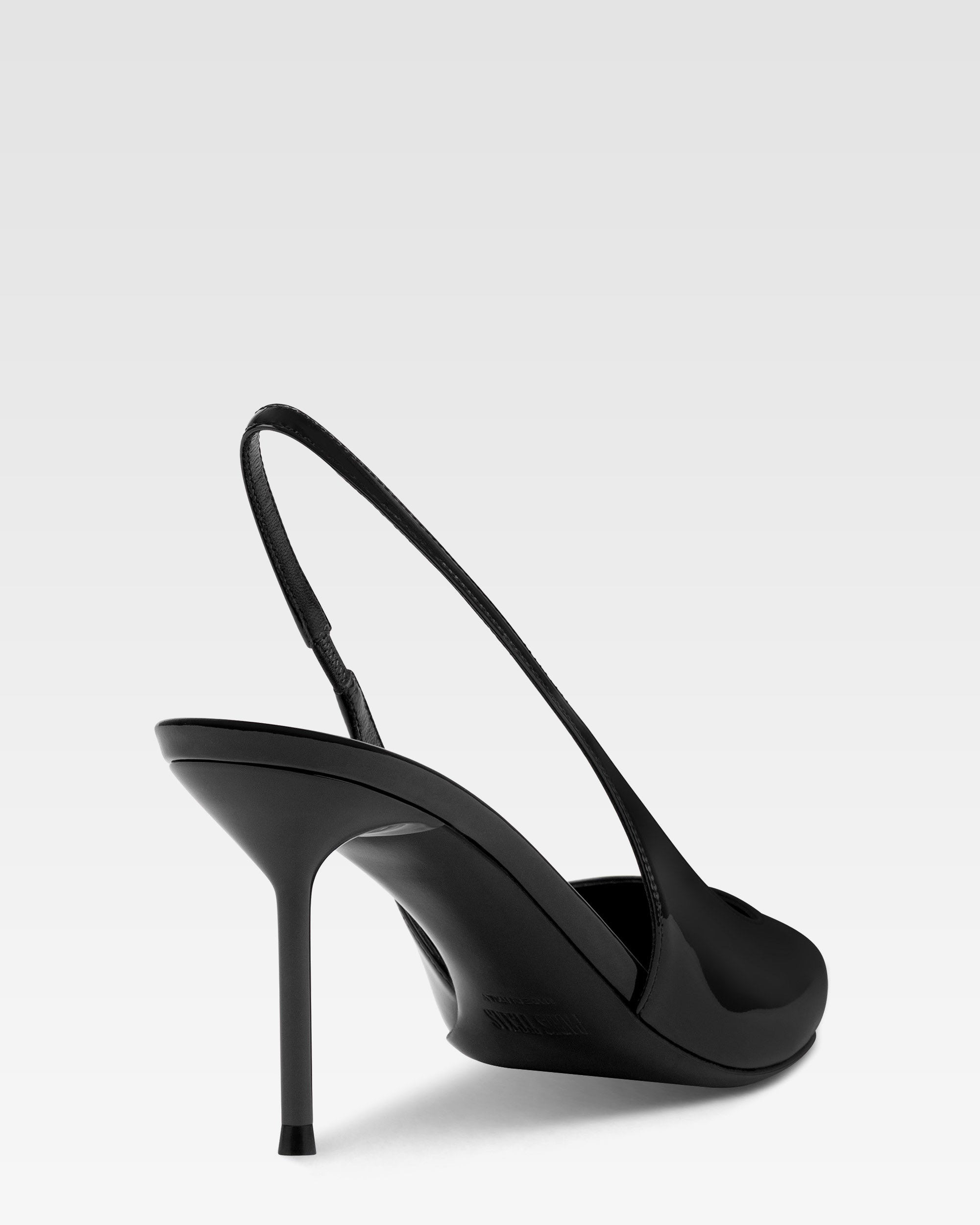 Slingbacks en cuir verni noir