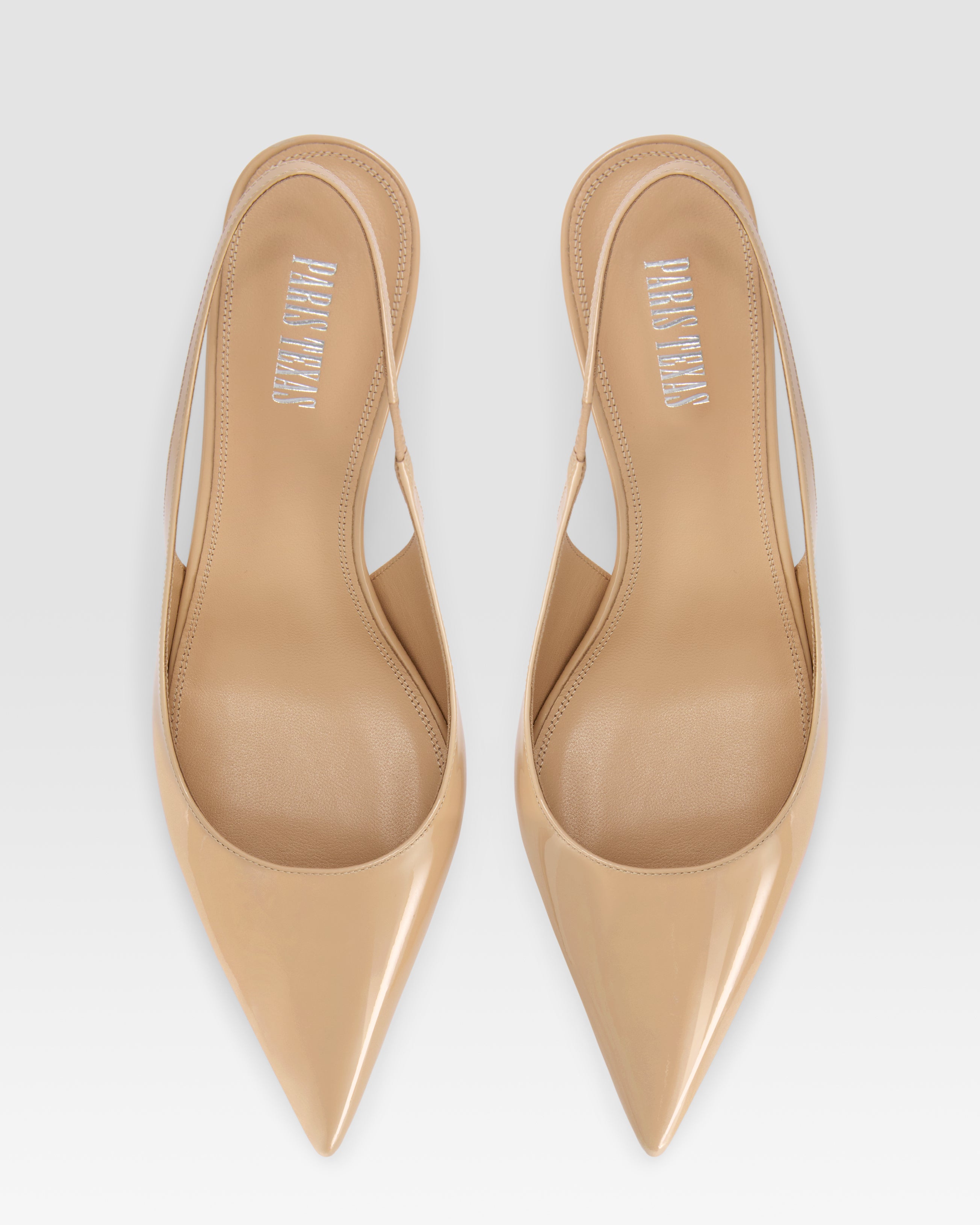 Slingbacks in honey patent leather