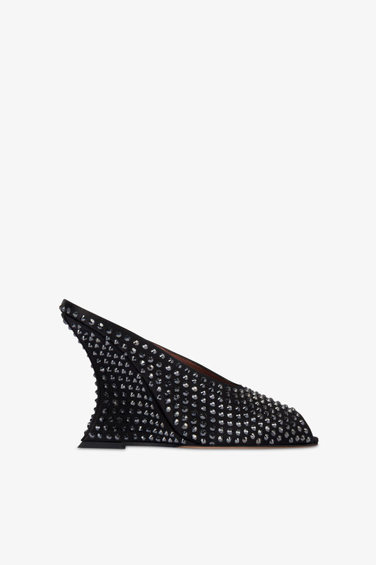 Sabots in raso nero con cristalli