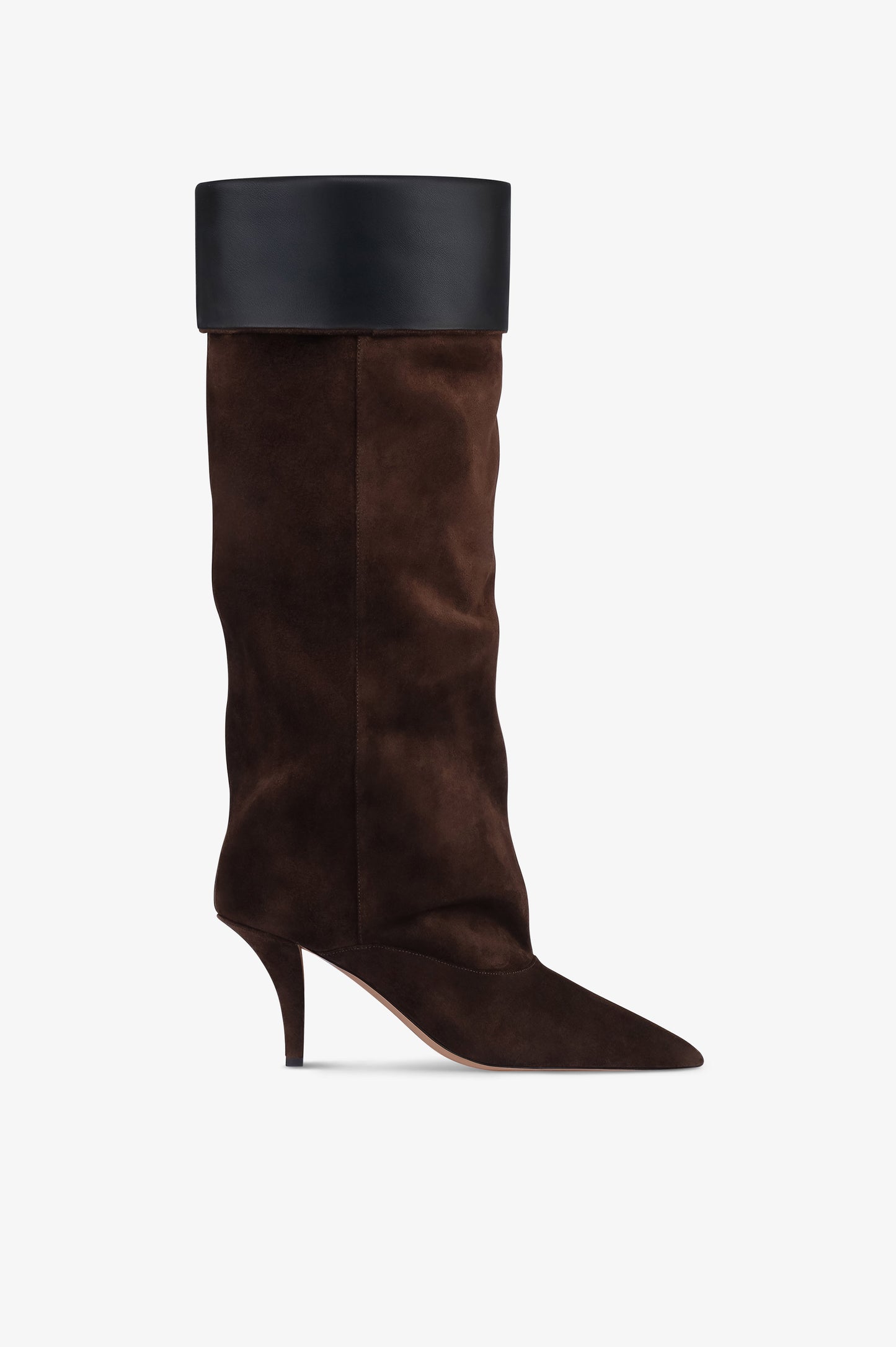 Bottes en cuir suede de veau couleur chocolat