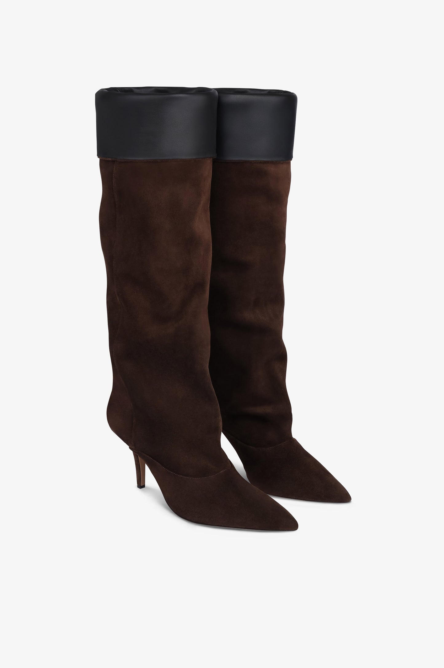 Bottes en cuir suede de veau couleur chocolat